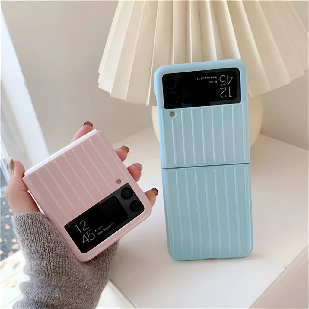 Samsung Z Flip3 ultra-thin flip case in seven colour options showing black red pink silver gold sky blue and light green