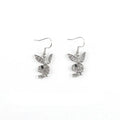 Rabbit stud earrings with diamond detailing in gold, pink or silver cartoon animal design
