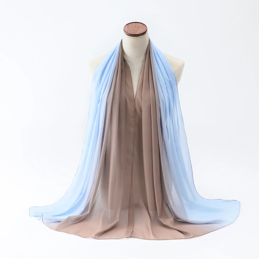 Women's bubble towel texture summer scarf in polyester chiffon showing colour options and 175cm length