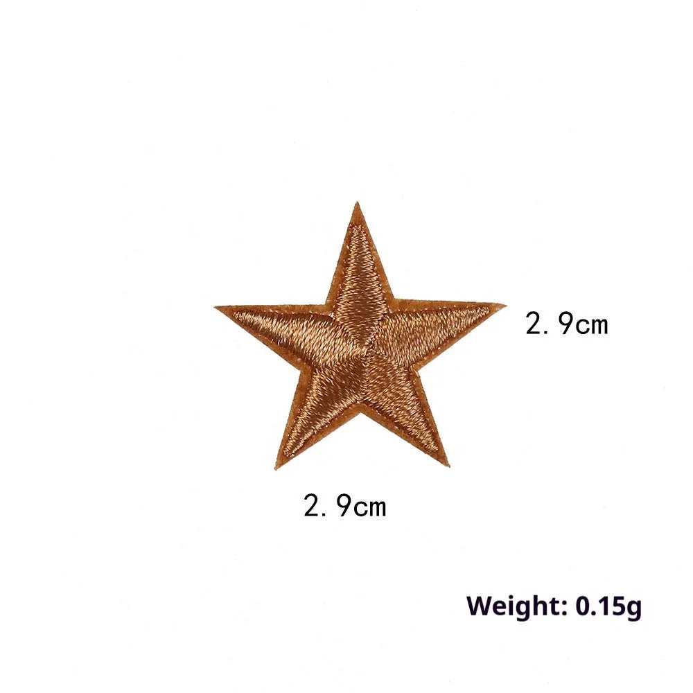 Colourful five-pointed star embroidery patches and cloth stickers for DIY clothing decoration.