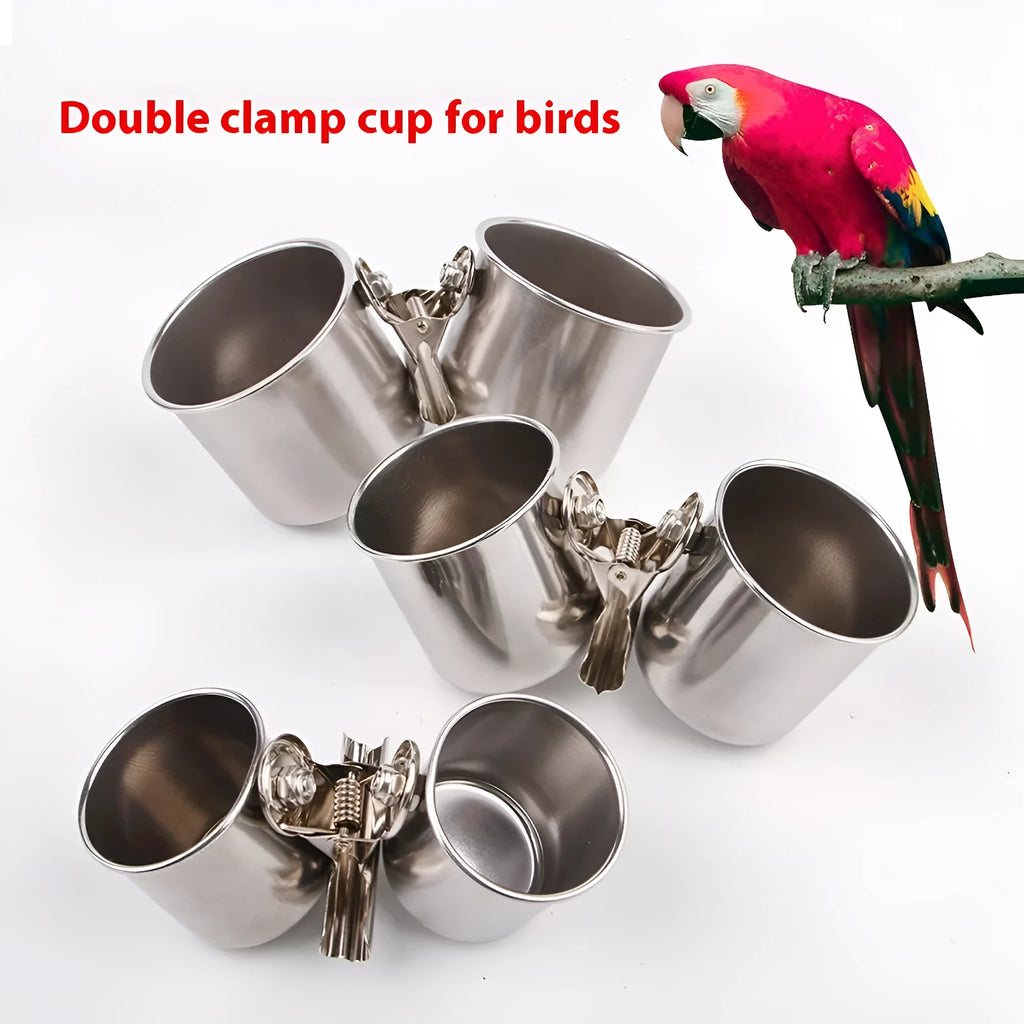 Stainless steel birdcage feeder for outdoor aviaries in small, medium or large sizes