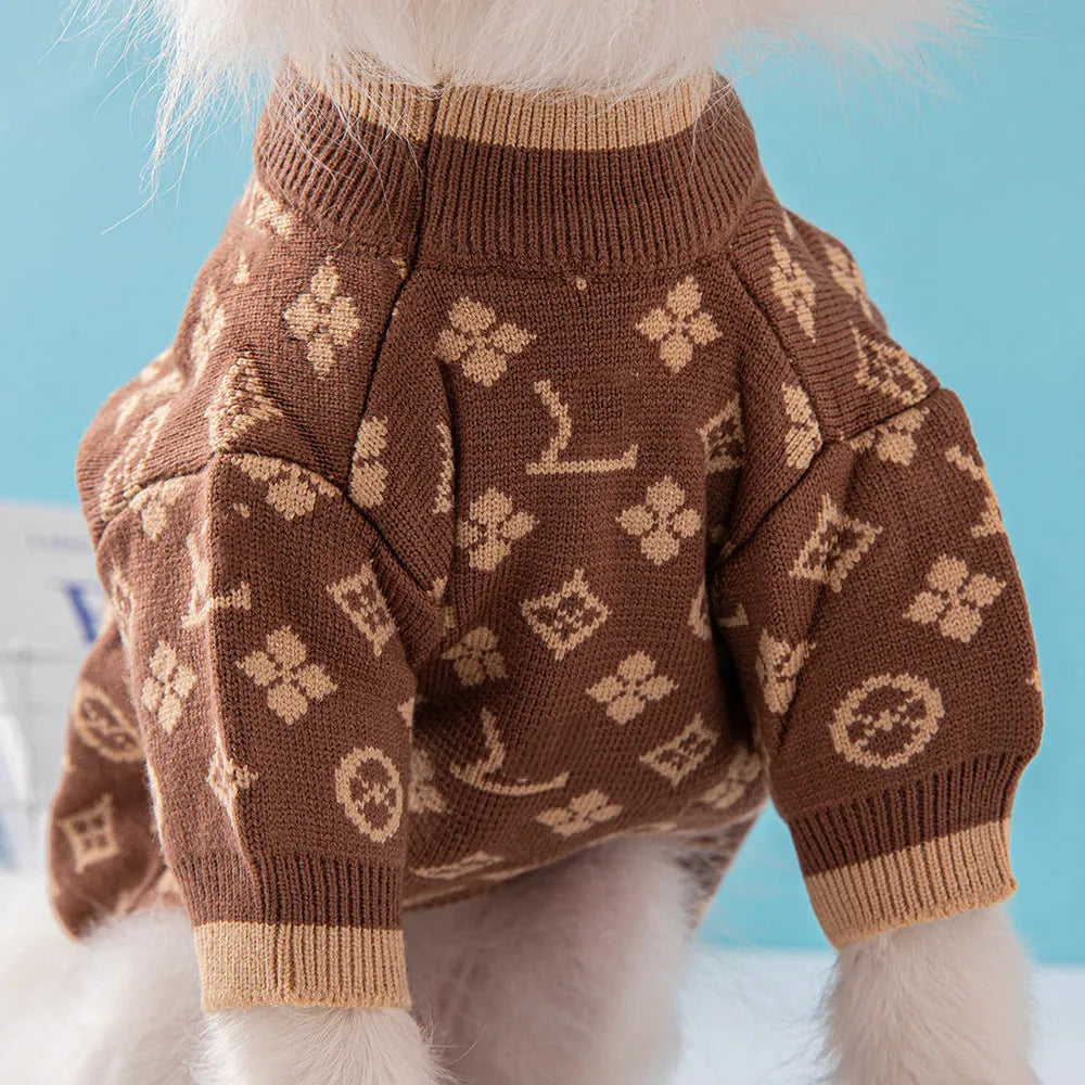 Thick wool blend dog sweater in European style for winter wear