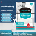 Bulk bag containing 100 individually plastic-wrapped disposable dental floss pieces on a white background.