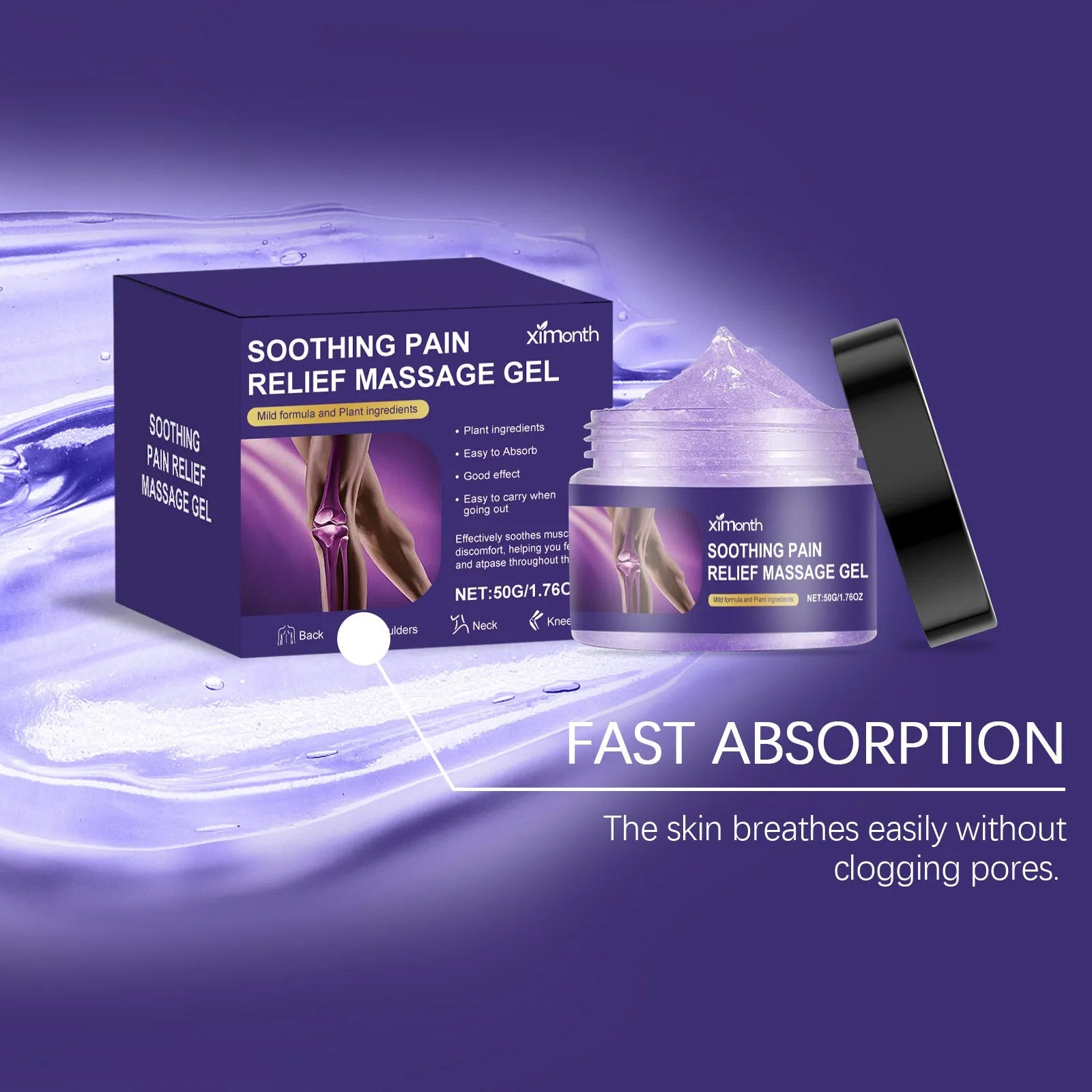 50g tube of herbal body joint care gel for muscle and joint relief with universal skin type compatibility