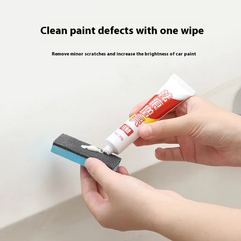 Car repair wax kit containing scratch removal compound, brightening wax, and frosted polishing sponge
