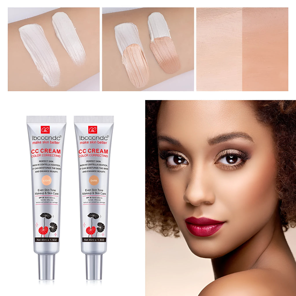 Erborian BCC Centella Asiatica CC cream tube in Light and Dark shades, a colour-correcting makeup base.