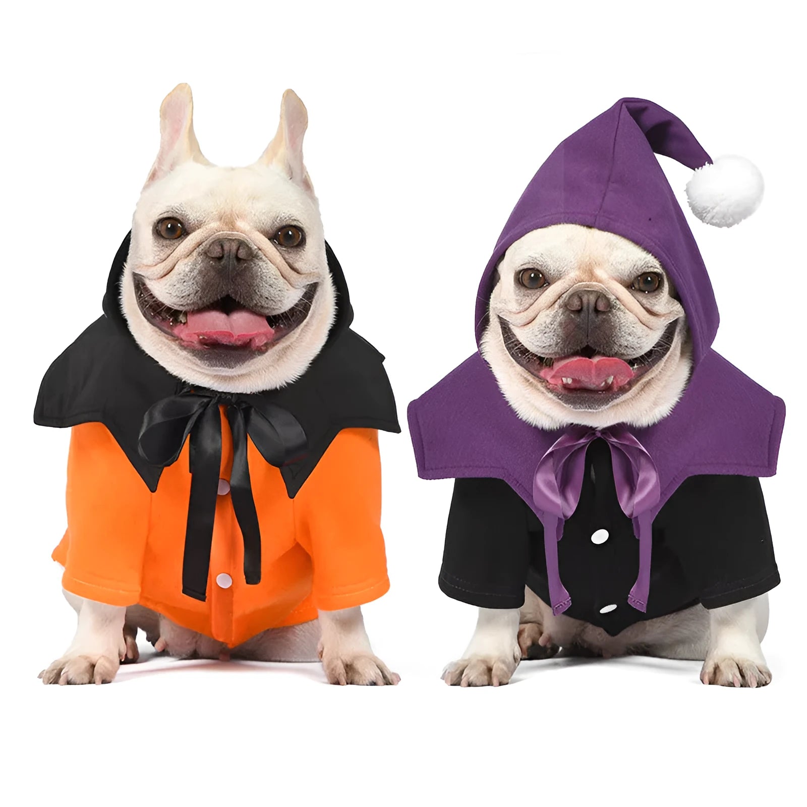 Halloween pumpkin two-piece dog sweater and shawl costume in cotton material