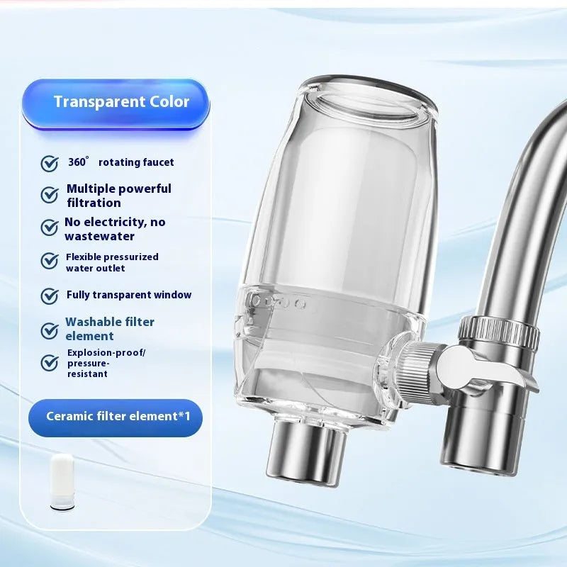 Ceramic water filter element for faucet filtration systems