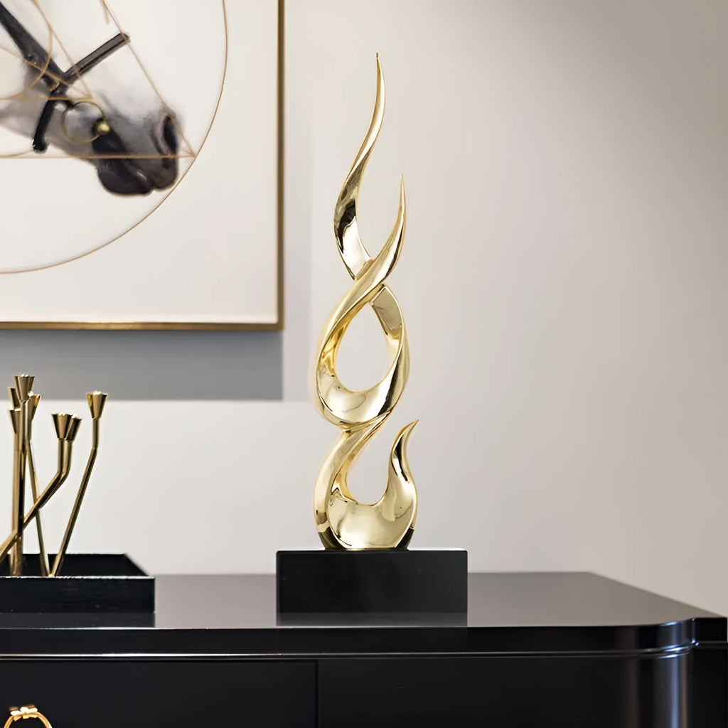 Resin festival high-rise ornament in bright gold finish with modern simplicity design