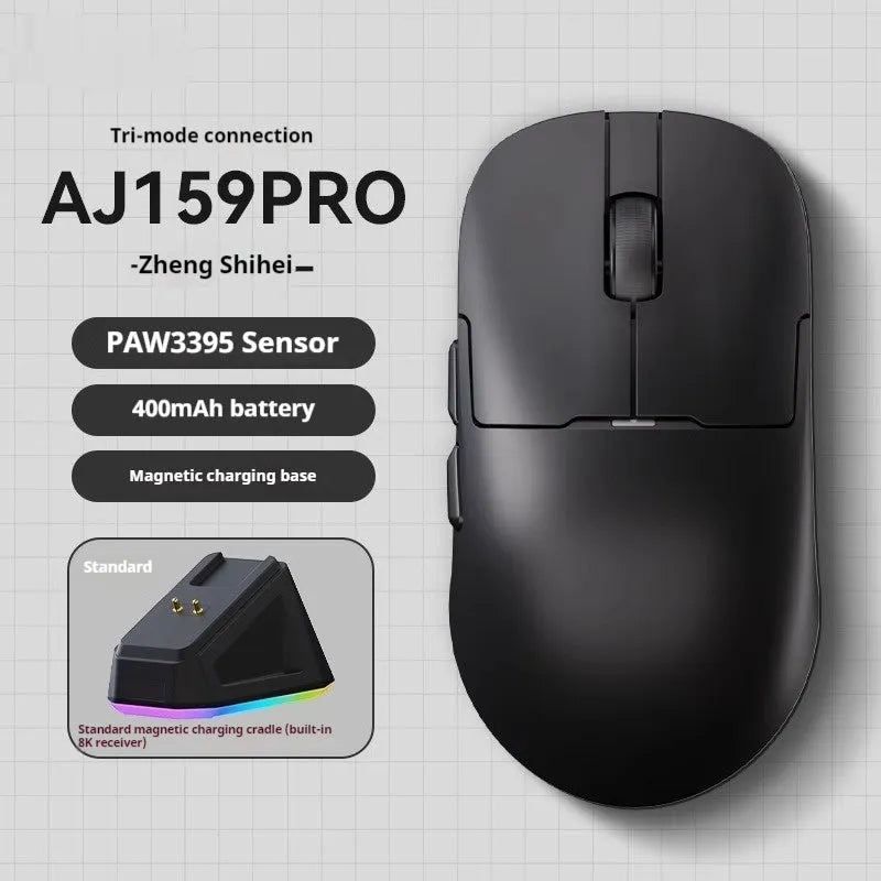 AJ159 three-mode gaming mouse in various colours with compact ergonomic design