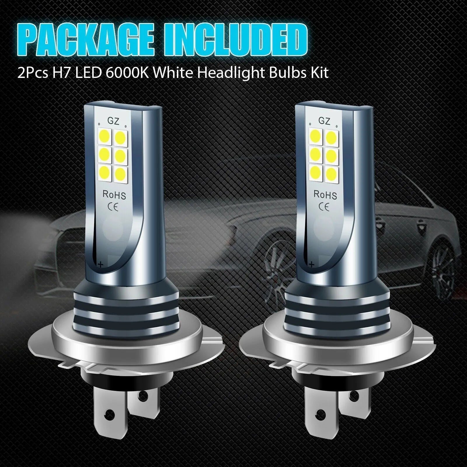 12 SMD LED car fog light bulb with aviation aluminium shell, compatible with H7 9005 H11 formats