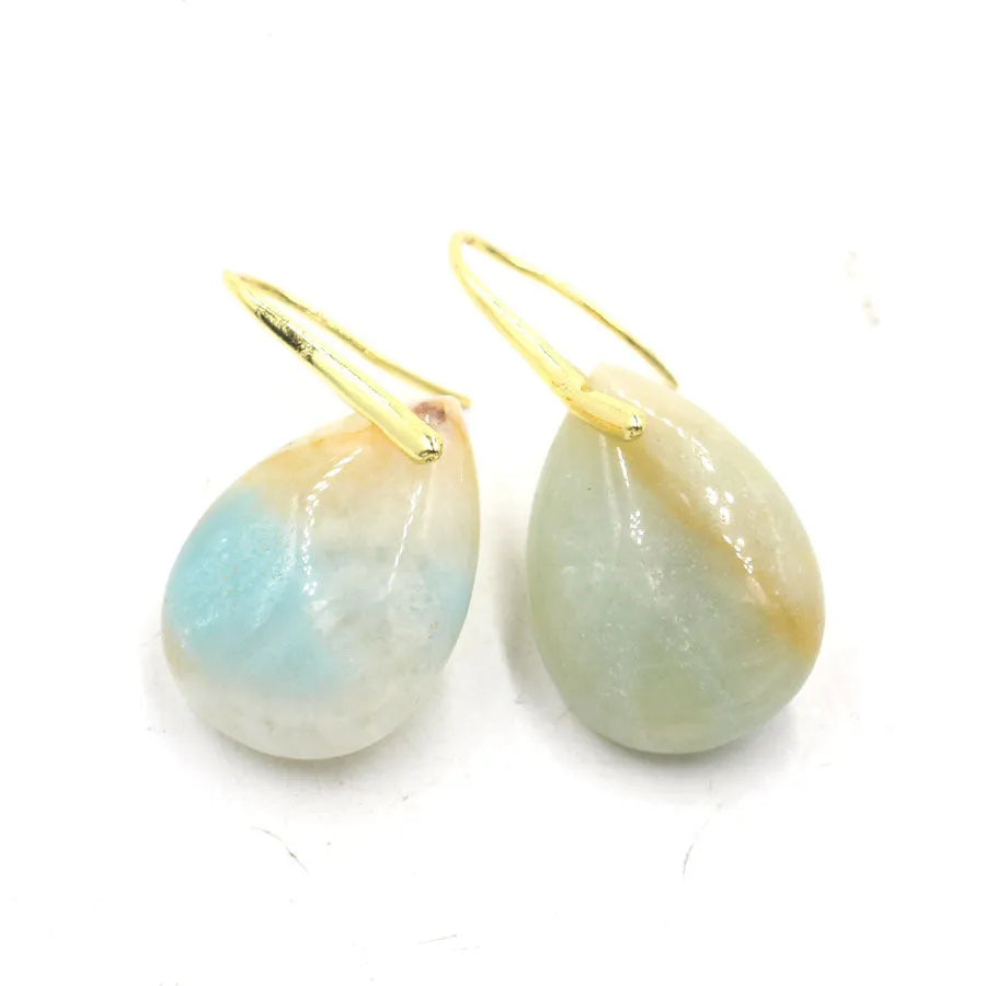 Crystal geometric water drop earrings in multiple colour options with electroplated finish
