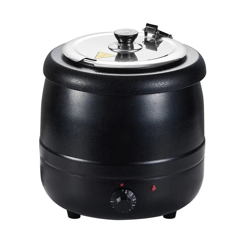 10L stainless steel insulation pot with black iron elements, steel lid and international adapter plug