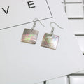 Geometric shell earrings with natural retro styling in square panther or rectangular shell colour options