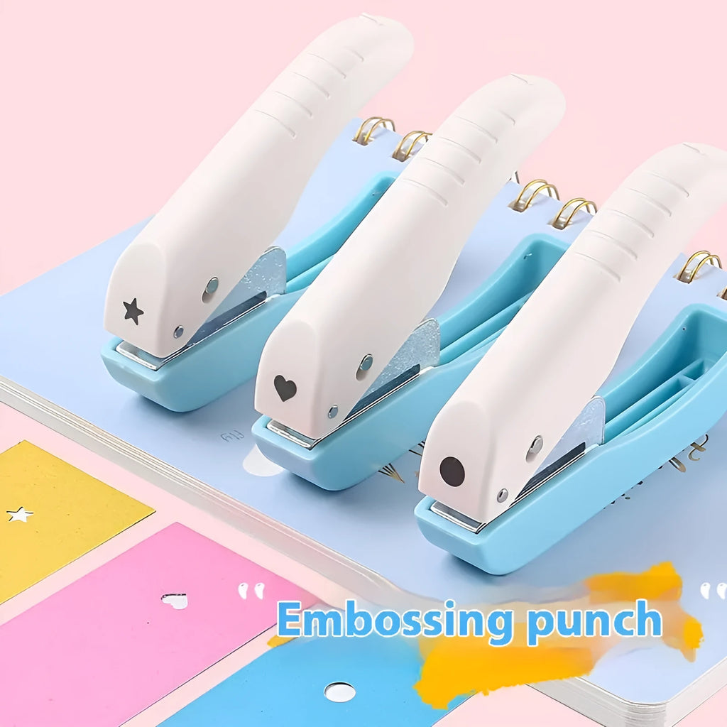Small manual embossing punching machine with love, star, and circle pattern dies