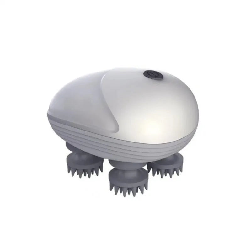 Blue handheld electric pet massager with four rotating heads for cats and dogs