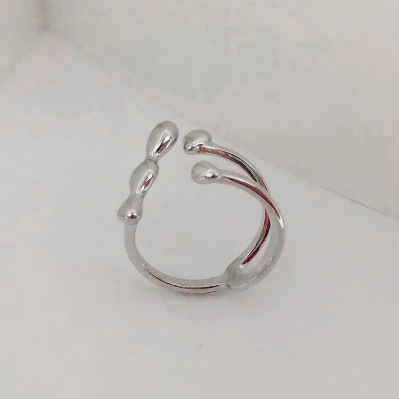 Gold or silver brass opening ring with sphere and circle design for women