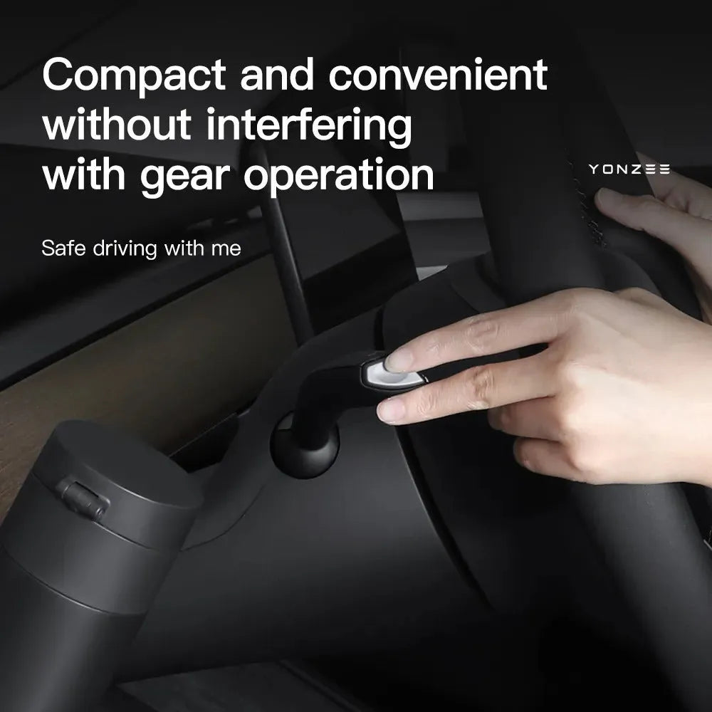 Black plastic water cup holder insert for Tesla Model 3 and Model Y left hand drive dashboard