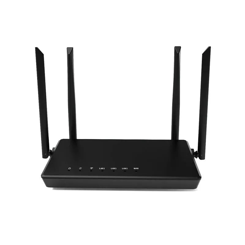 Portable 300m high-speed wifi router in black or white with metal casing and five interface ports