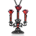 Women's retro gothic hollow candlestick pendant necklace with zinc alloy cross chain
