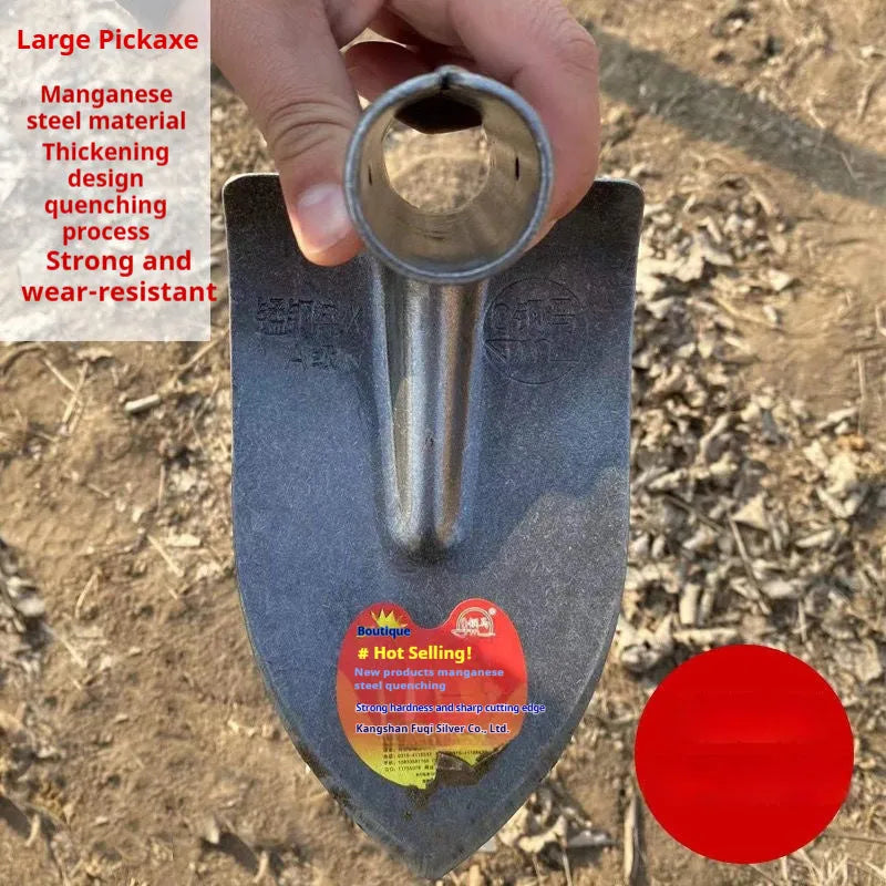 Agricultural pointed hoe with manganese steel construction and steel horse tip for weeding and ploughing tasks
