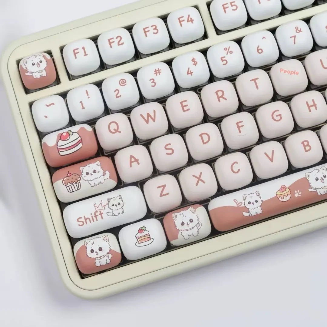 Dessert Cat cartoon mechanical keyboard key caps with food-themed sublimation artwork