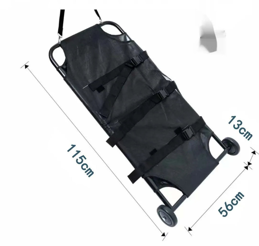 Large black aluminium alloy pet stretcher for emergency dog transport