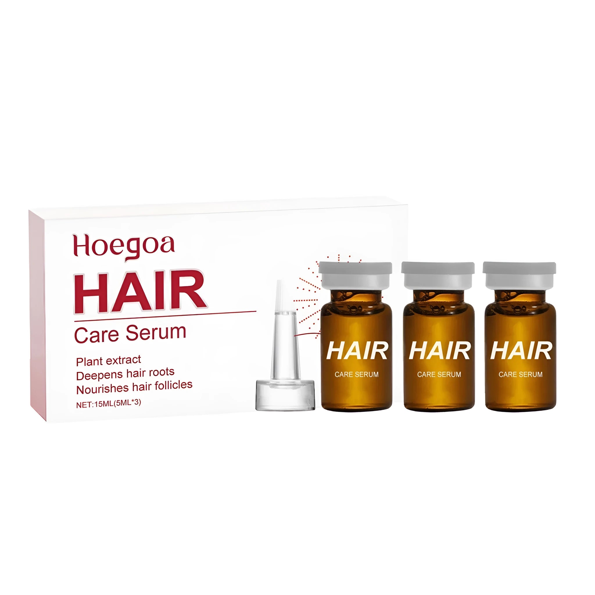 Three small 5ml bottles of nourishing hair root liquid treatment with botanical oils.