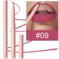 A Velvet Matte Lip Liner pencil shown alongside swatches of its twelve available colour shades.