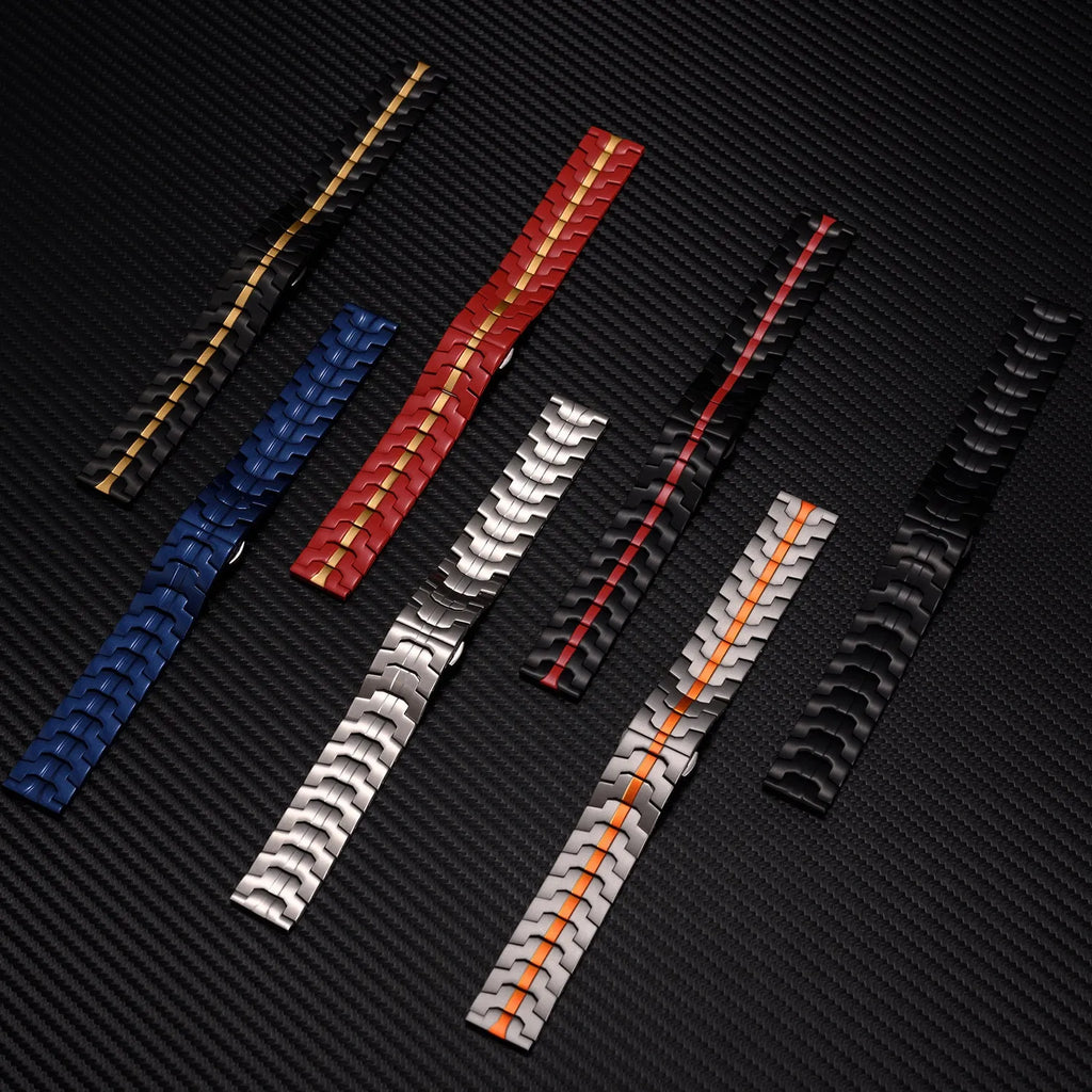Stainless steel watch band for Samsung Watch 7/6/5 in silver colour with 20mm universal lug width