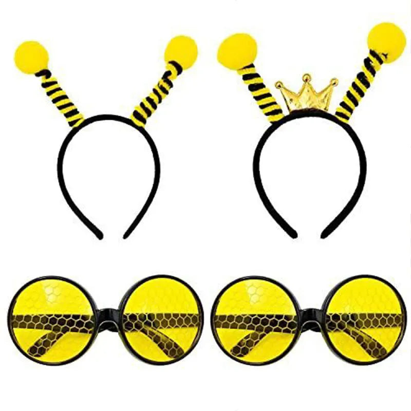 Children's handmade cloth bee butterfly ladybug costume headband and glasses set.