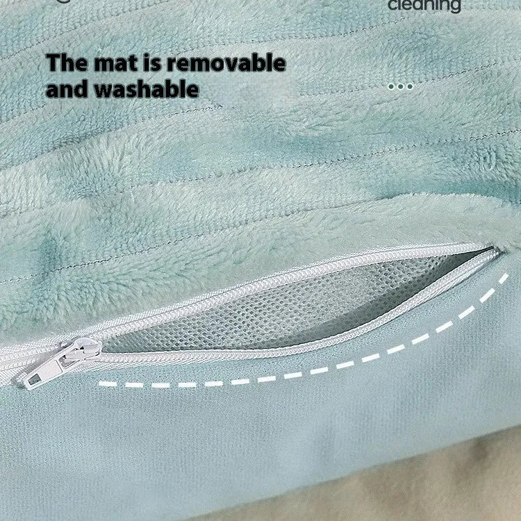 Morandi colour washable pet bed with kennel design on a sofa, shown in two sizes for dogs and cats.