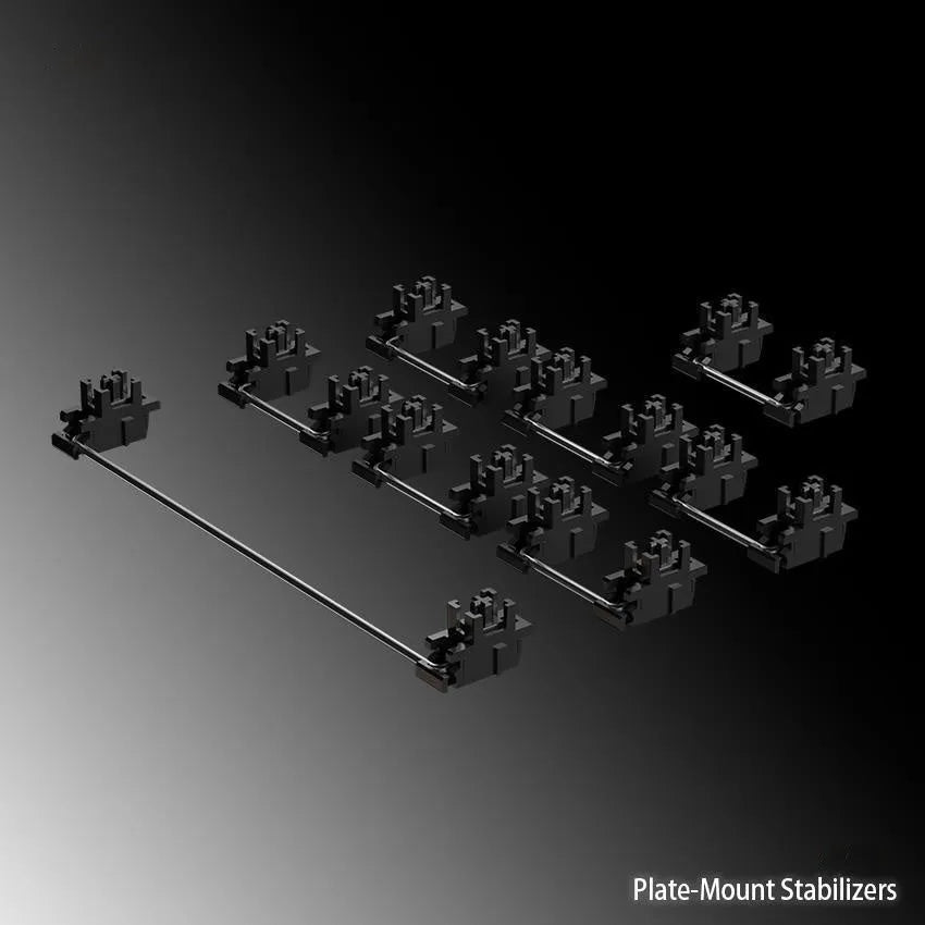 Mechanical keyboard keycap puller tool and satellite axis stabiliser set in black or milky white