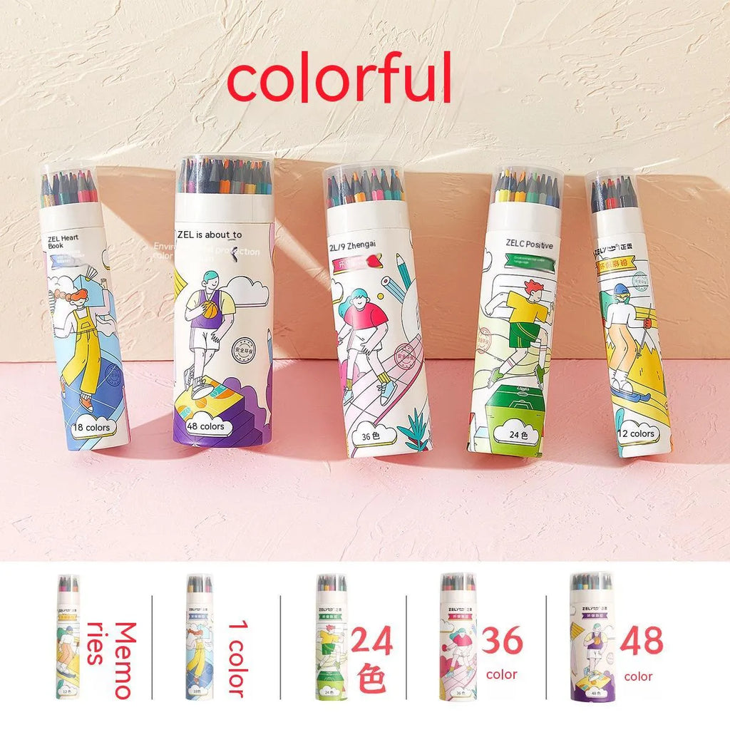 Zhenglin Sports Series colouring pencils in a set with paper barrels.