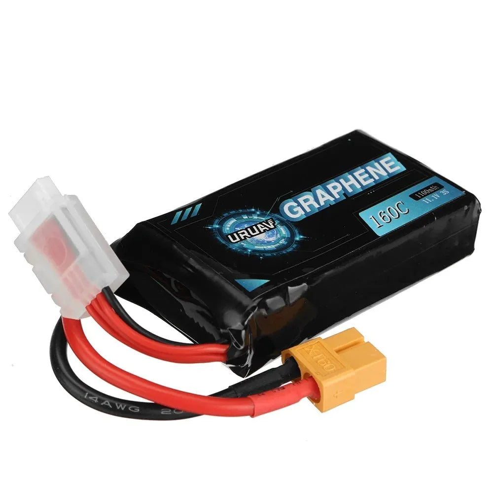 Black 7.4V 1200mAh 2S lithium polymer RC battery pack with connector