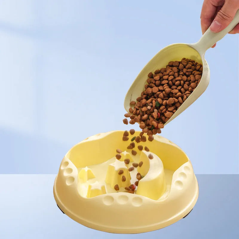 Blue Moon Star Wings pet slow feed bowl with raised centre and non-slip base.