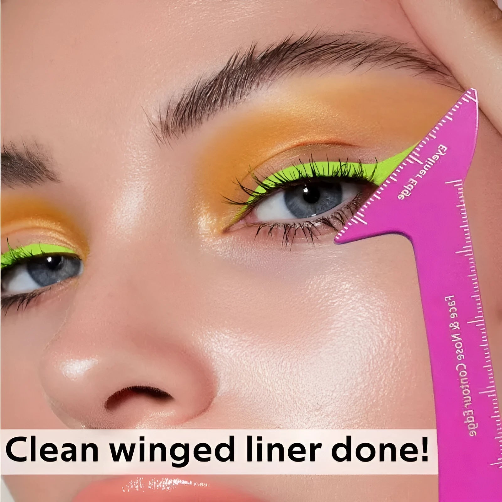 Pink and LaserFX 3-in-1 eyeliner stencils for hooded eyes with winged liner and contour templates