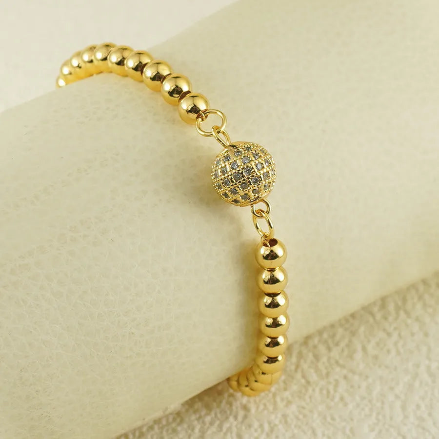 Arabic style copper bracelet with zircon stones and heart-shaped design elements for women