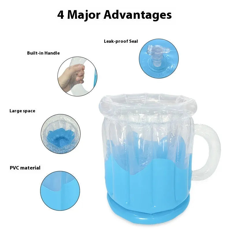 Bright yellow inflatable ice bucket made from eco-friendly PVC for outdoor parties and camping.