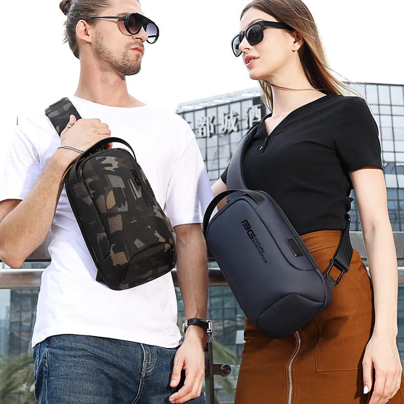 Men's Oxford cloth shoulder bag with USB port in business styling