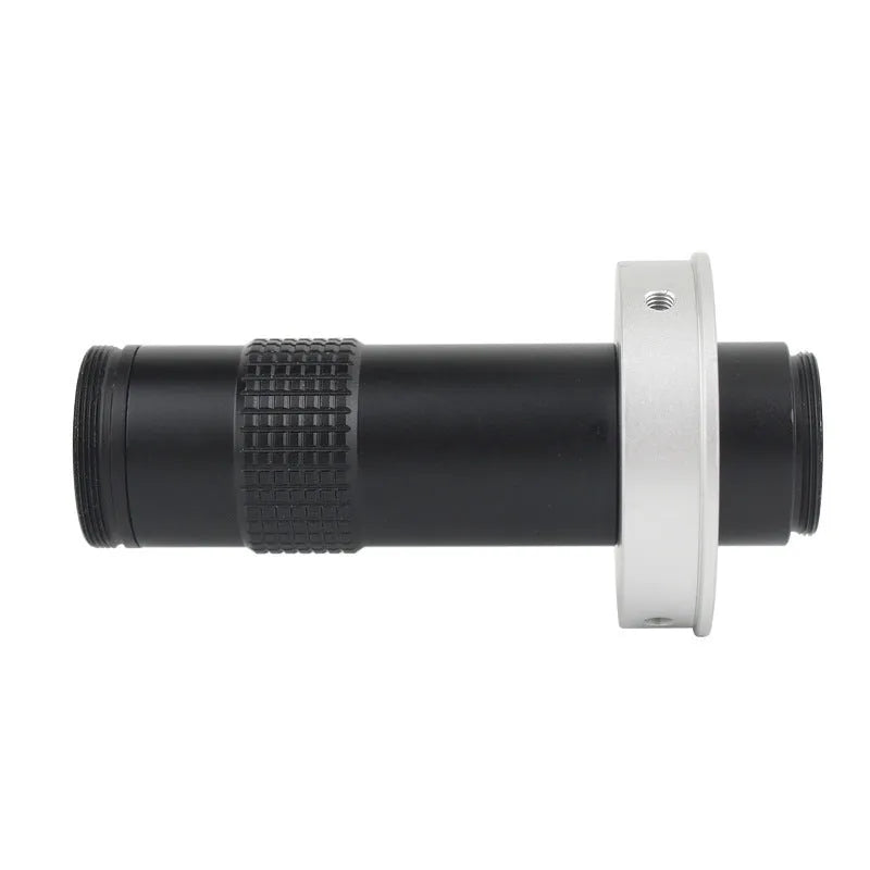 Black industrial monocular camera lens with 0.1-1.3X magnification for component inspection