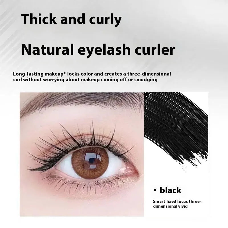 Waterproof steel tube mascara in black and brown shades with optional eyelash curler