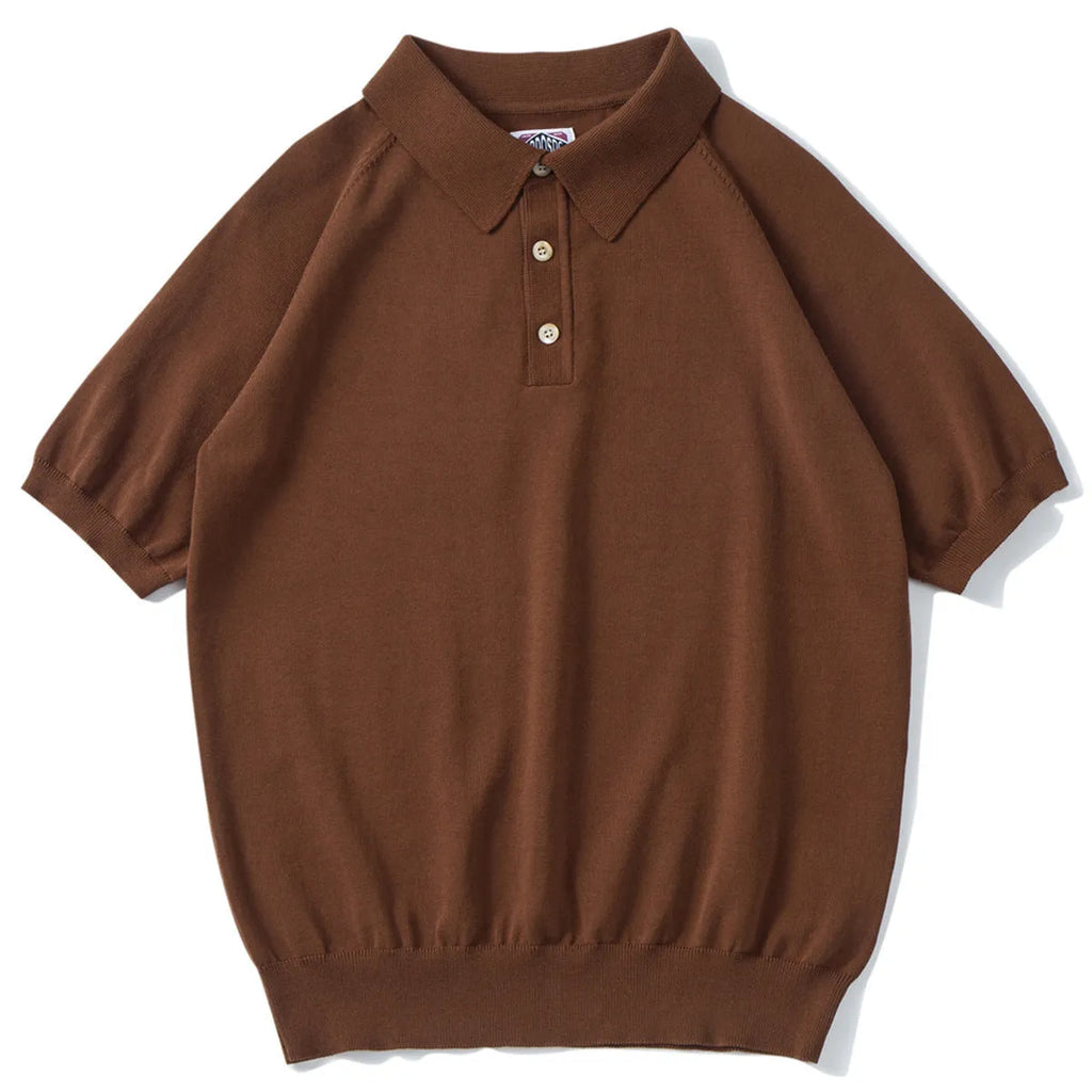 Retro knitted cotton short-sleeved T-shirt in slim fit with solid colour design