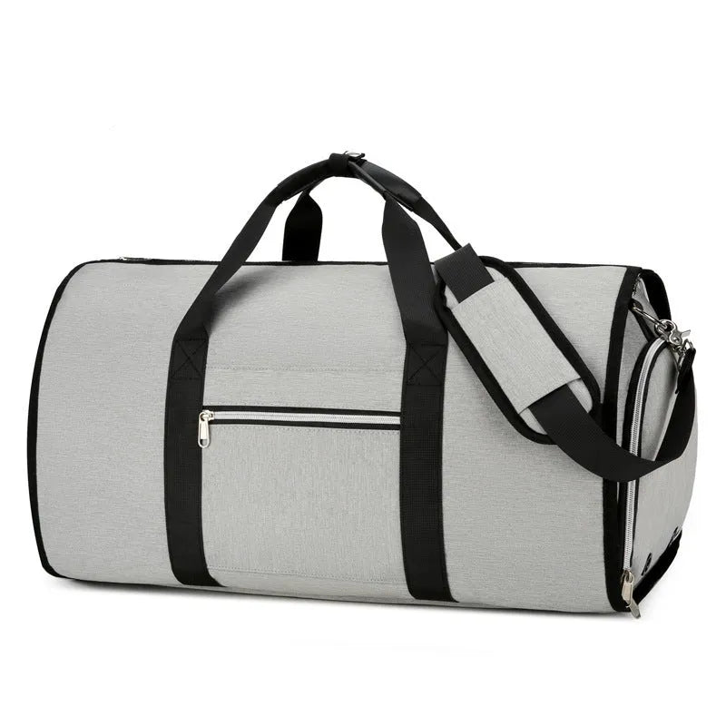 Oxford cloth business sports bag with dry wet separation compartments in grey colour option
