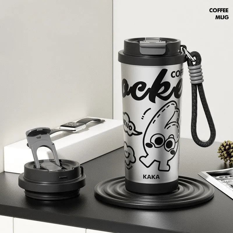 Creative 500ml stainless steel vacuum flask shown in green colour with choice of ceramic or steel inner liner.
