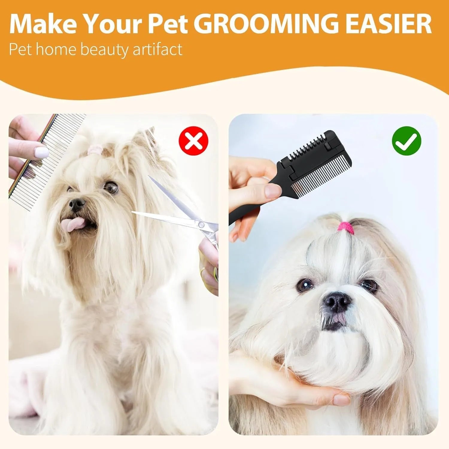 2 in 1 pet razor comb for dogs and cats with 10 replacement blades for safe hair trimming and detangling