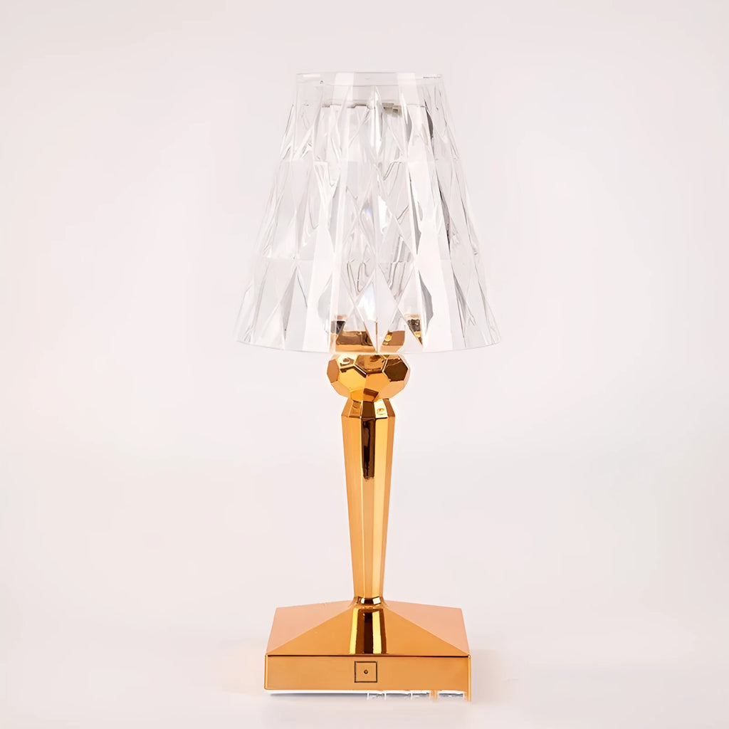Rose gold-plated portable rechargeable touch night light on a surface