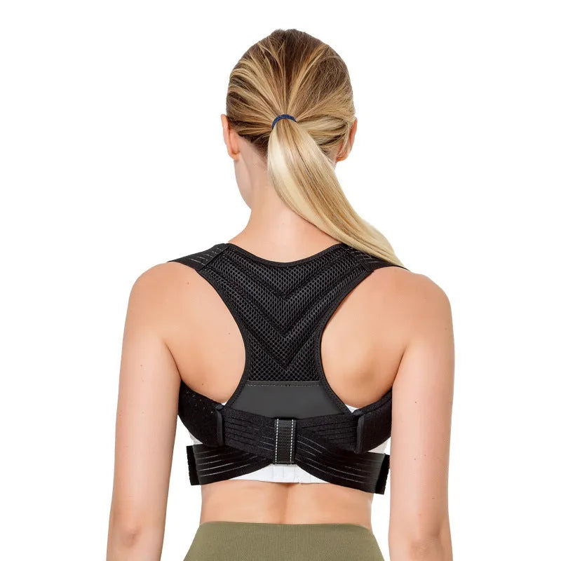 Black anti-humpback posture correction belt for running and fitness activities