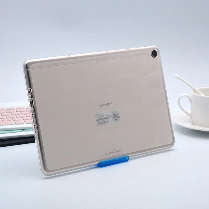 Clear transparent white ultra-thin silicone protective case for a tablet