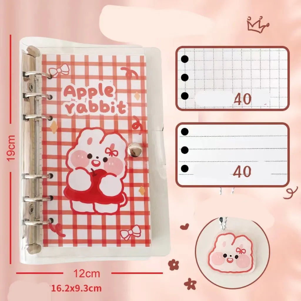 A6 loose-leaf notebook with girl heart character design, 80 sheets, 6-hole punch for student binders